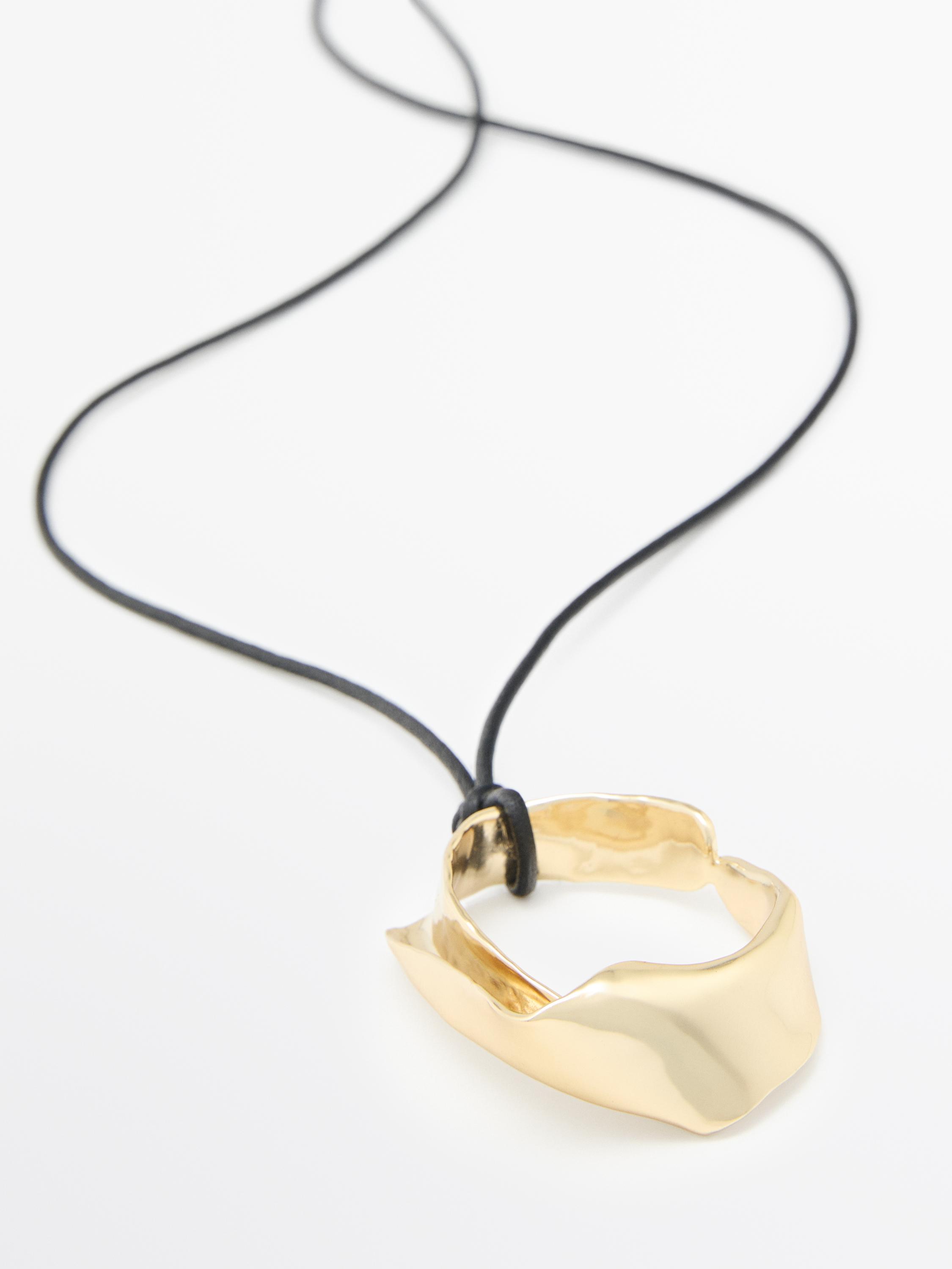 Leather cord necklace with irregular pendant